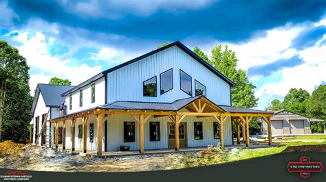 metal house with wrap around porch|wrap around porch barndominium homes.